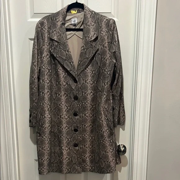 CAbi Brown and Black Trench Coat with Snakeskin Pattern - Picture 1 of 9